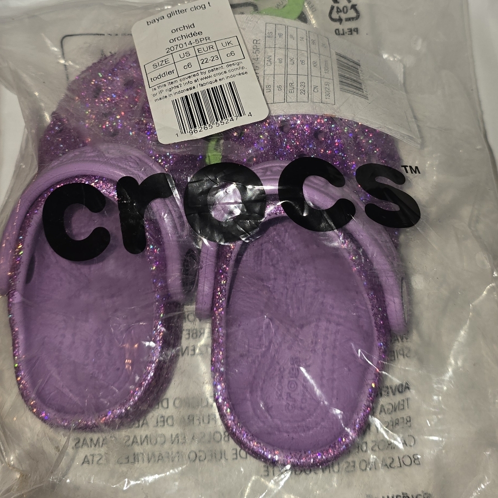CROCS Baby Baya Orchid Glitter Clogs